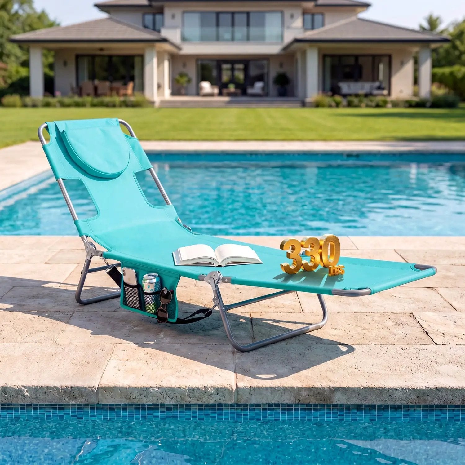 Folding Beach Lounge Chair with Adjustable Backrest for Lawn by DirectDeals