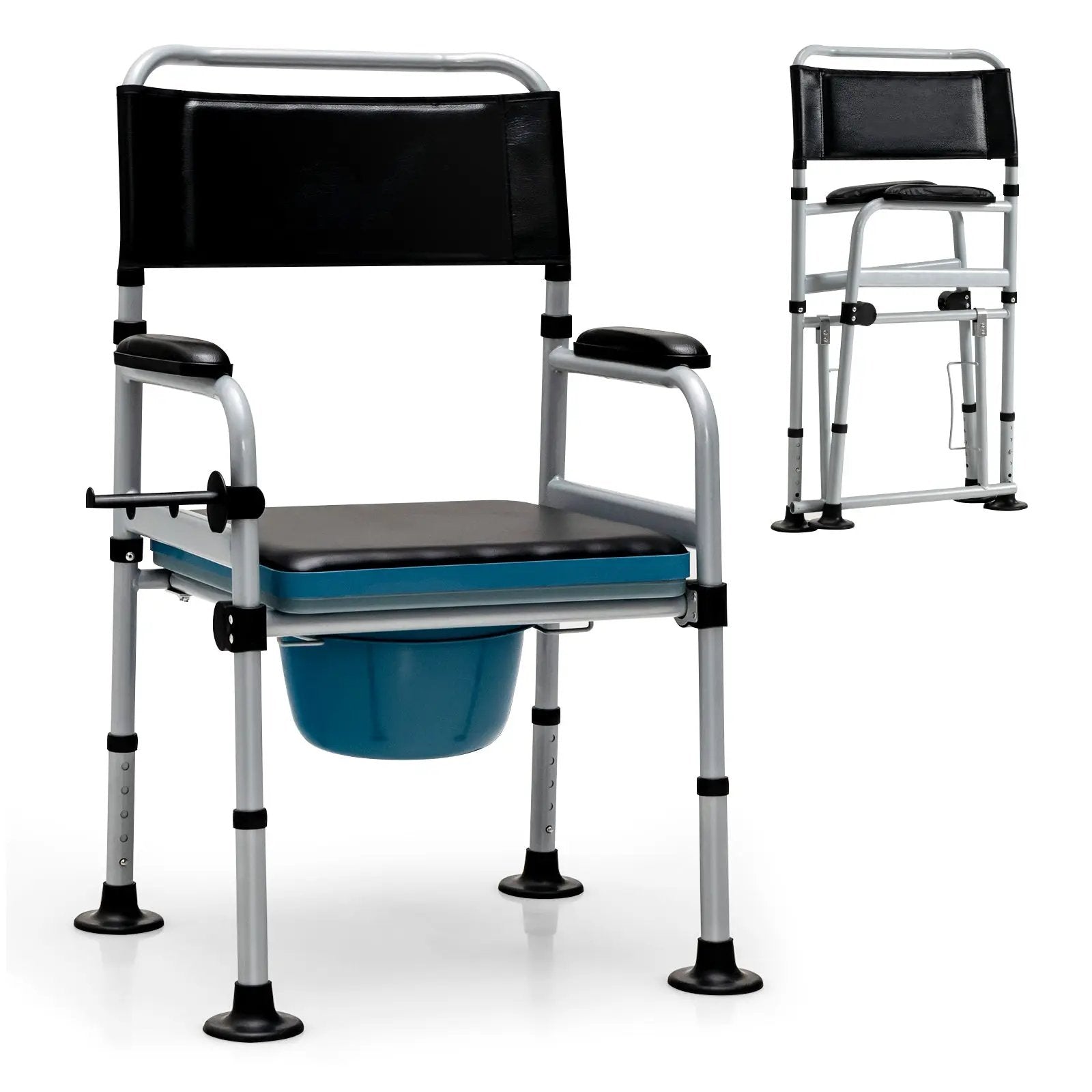 4-in-1 Folding Bedside Commode Chair with Detachable Bucket and Towel Holder by DirectDeals
