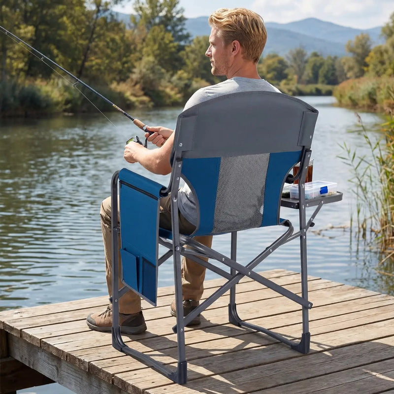 Folding Camping Chair with Cup Holder and Storage Pocket by DirectDeals