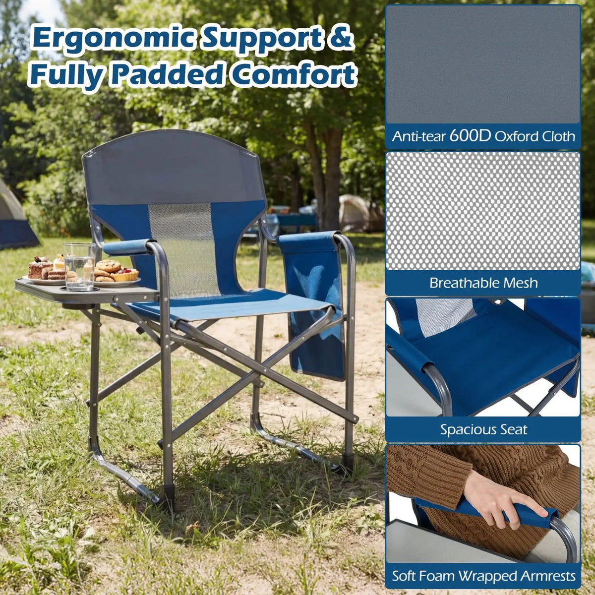 Folding Camping Chair with Cup Holder and Storage Pocket, photo 6 of 16