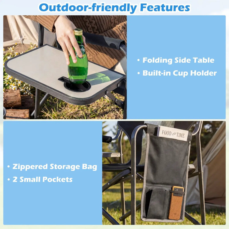 Folding Camping Chair with Cup Holder and Storage Pocket by DirectDeals