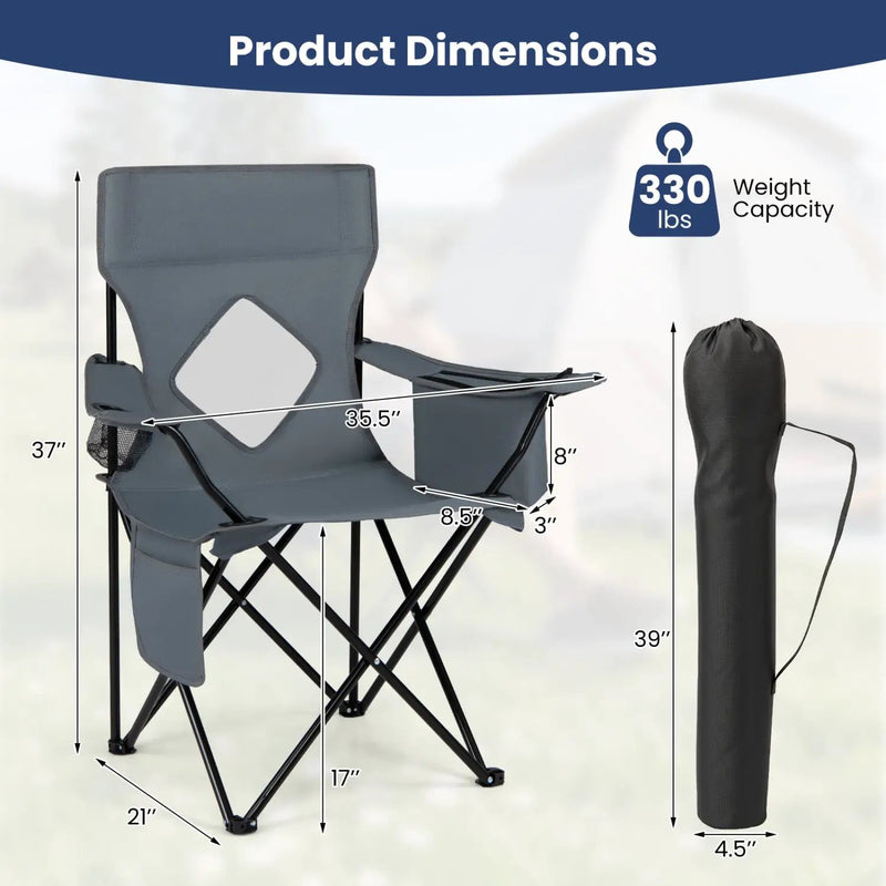 Folding Camping Chair with Mesh Back and Carrying Bag by DirectDeals