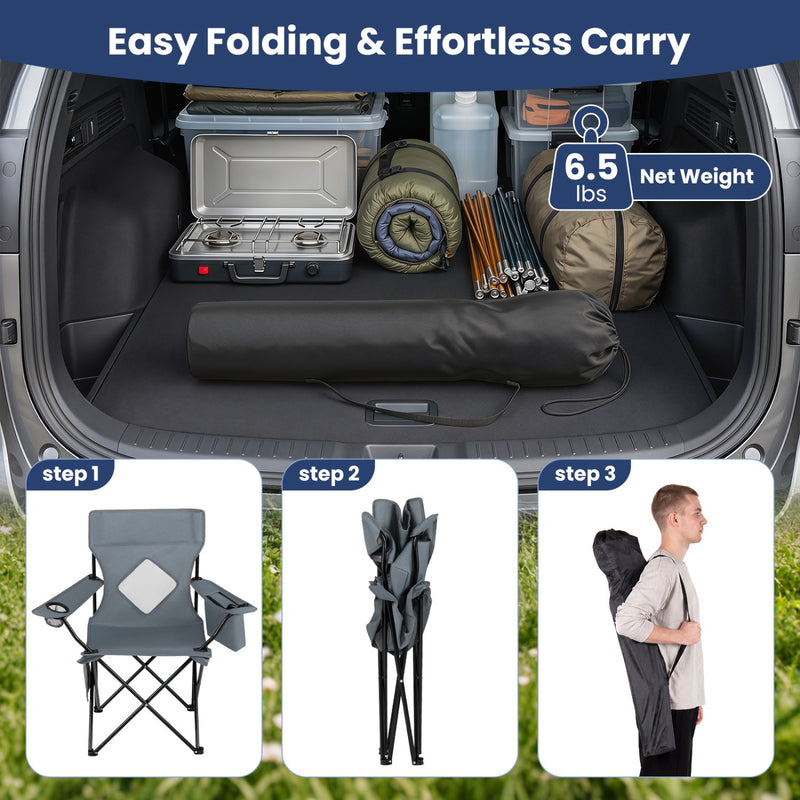 Folding Camping Chair with Mesh Back and Carrying Bag by DirectDeals