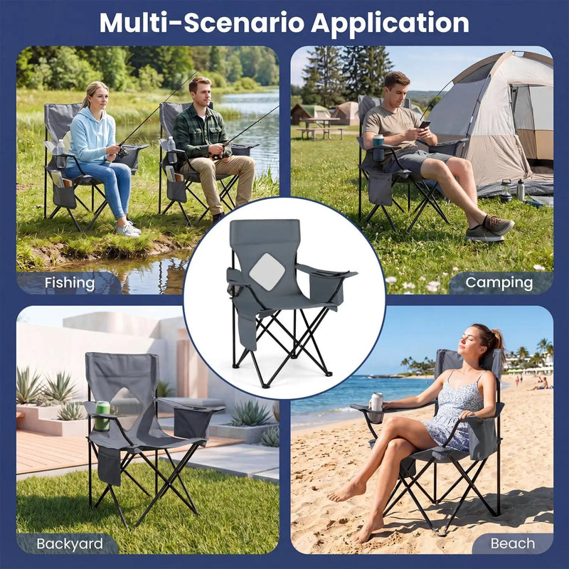 Folding Camping Chair with Mesh Back and Carrying Bag by DirectDeals