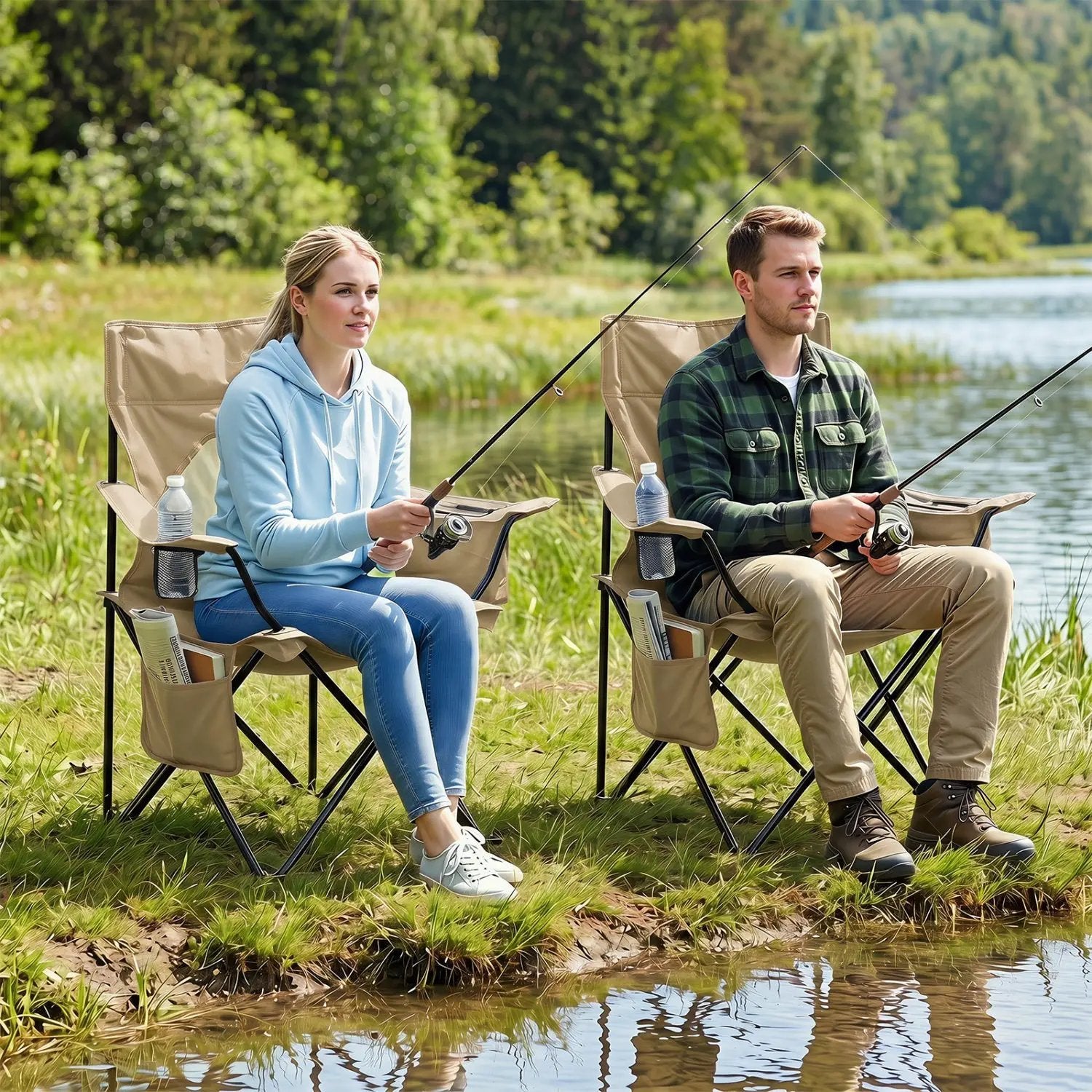 Folding Camping Chair with Mesh Back and Carrying Bag by DirectDeals
