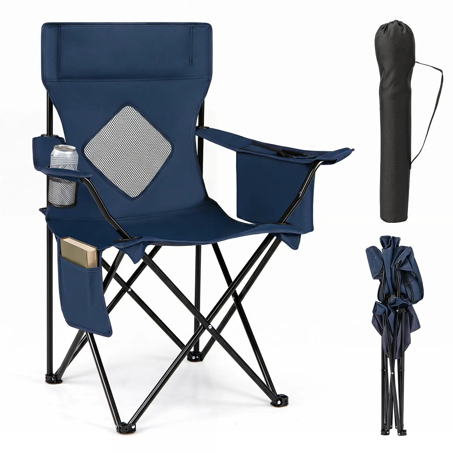 Folding Camping Chair with Mesh Back and Carrying Bag by DirectDeals