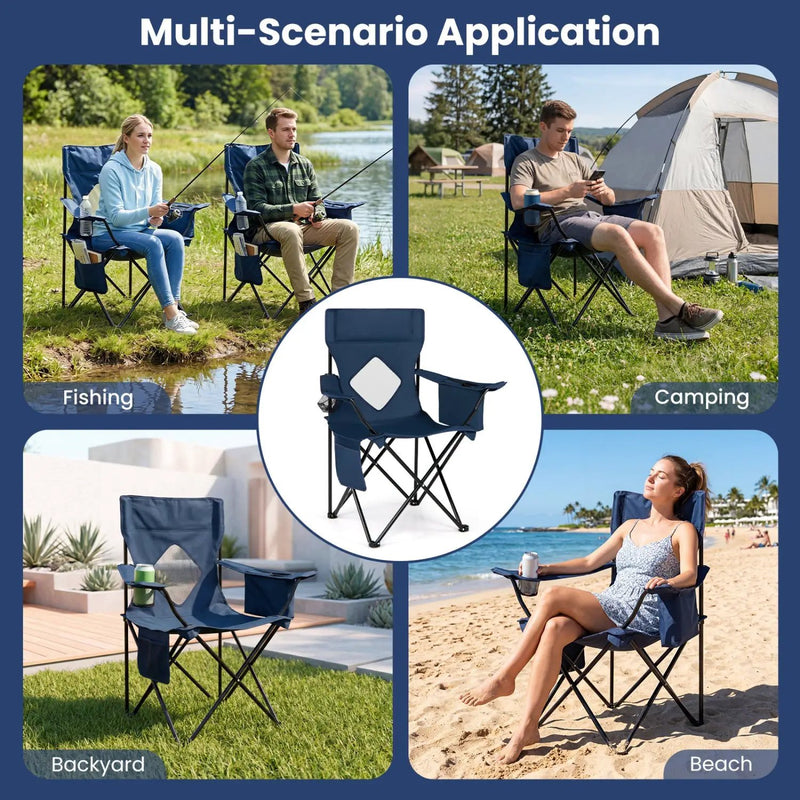 Folding Camping Chair with Mesh Back and Carrying Bag by DirectDeals