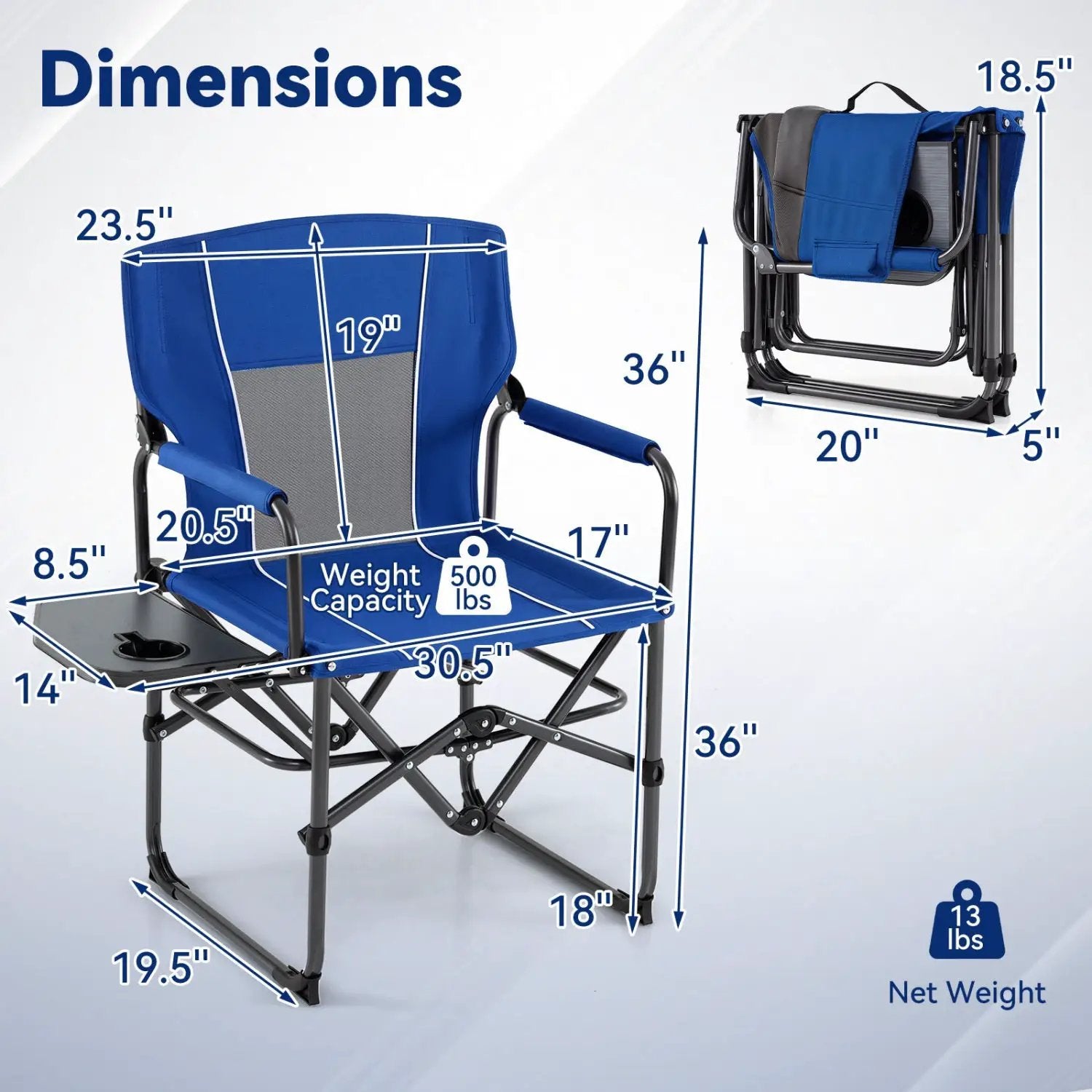 Folding Camping Chair with Side Table and Cup Holder by DirectDeals