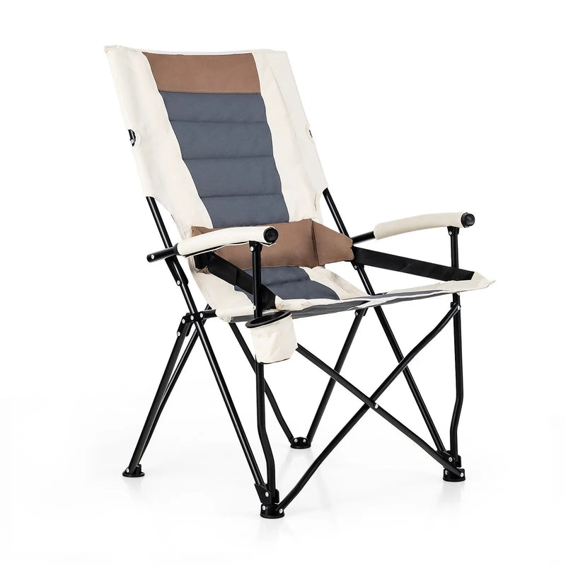 Folding Camping Chair with Cup Holder Armrest and Lumbar Pillow by DirectDeals