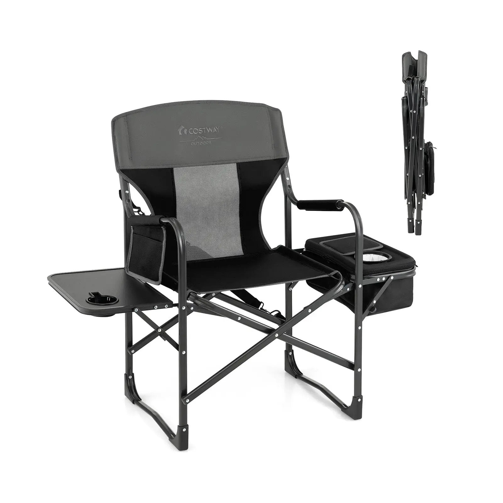 Folding Camping Directors Chair with Cooler Bag and Side Table by DirectDeals