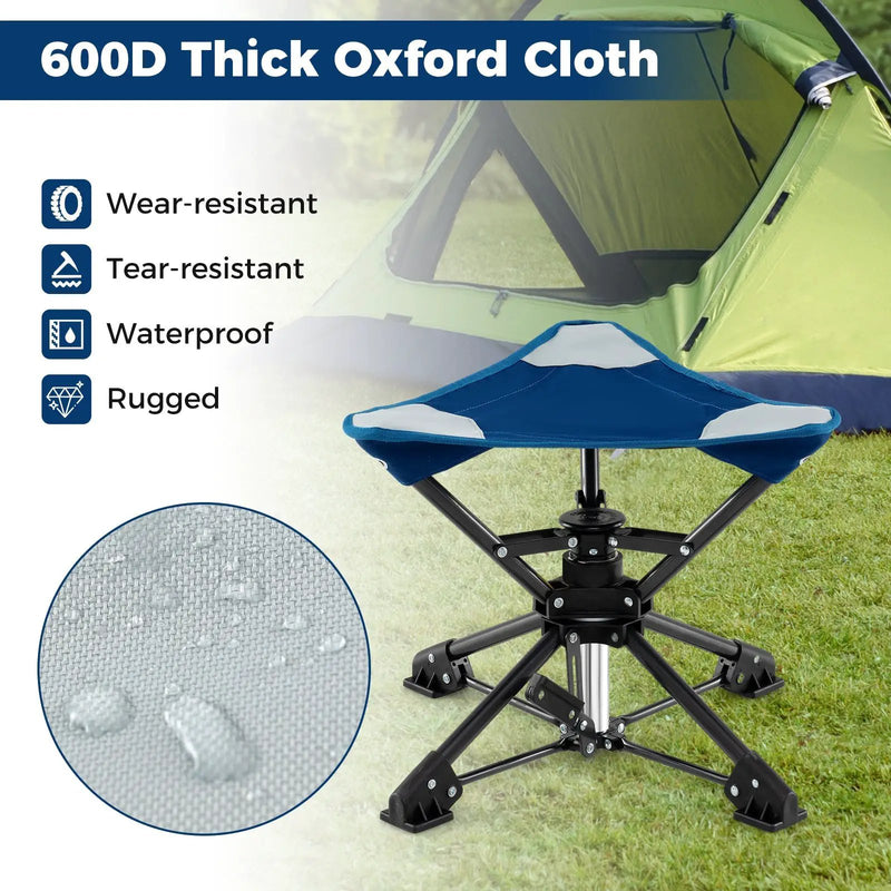 Folding Camping Stool 360¬∞ Swivel Hunting Chair with Anti-Sink Feet by DirectDeals
