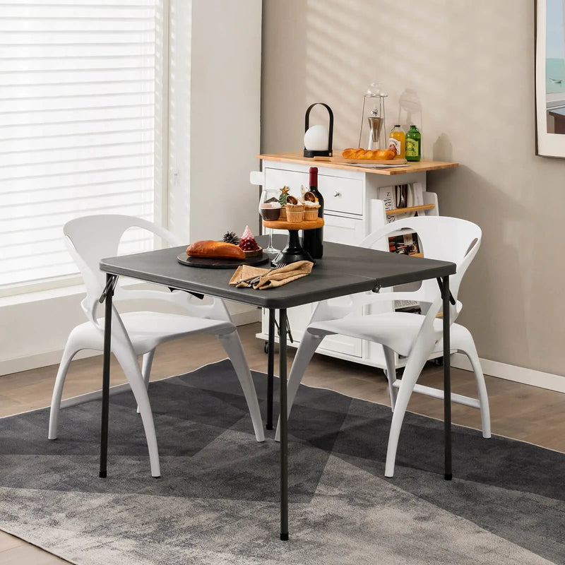 Folding Camping Table with All-Weather HDPE Tabletop and Rustproof Steel Frame by DirectDeals