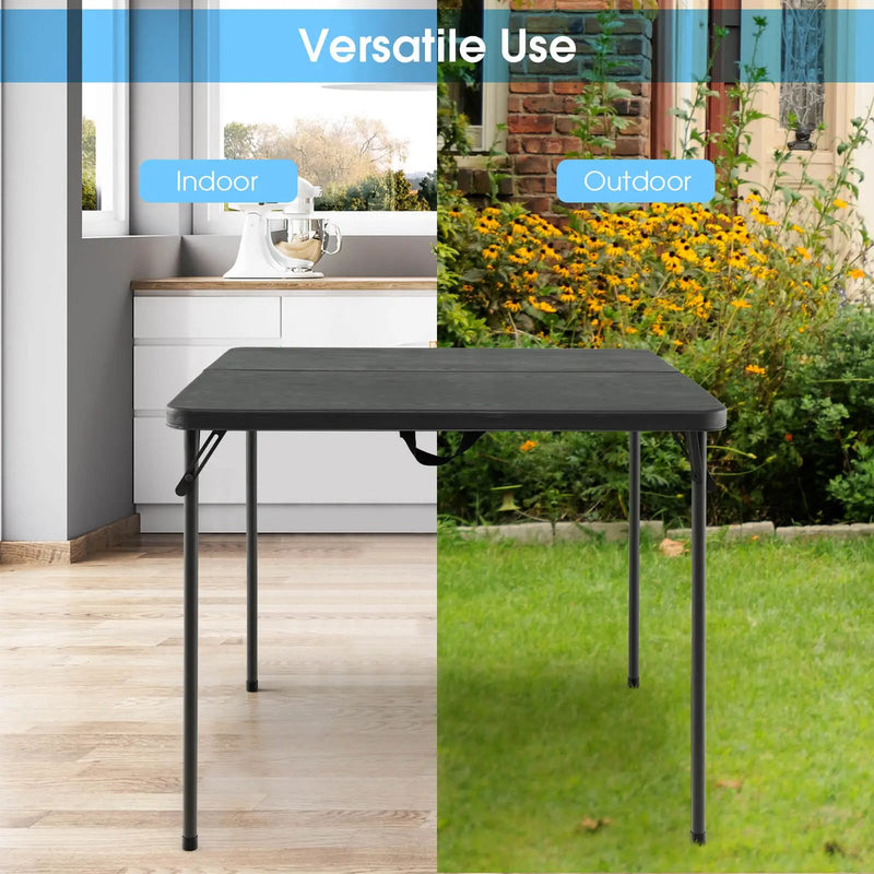 Folding Camping Table with All-Weather HDPE Tabletop and Rustproof Steel Frame by DirectDeals