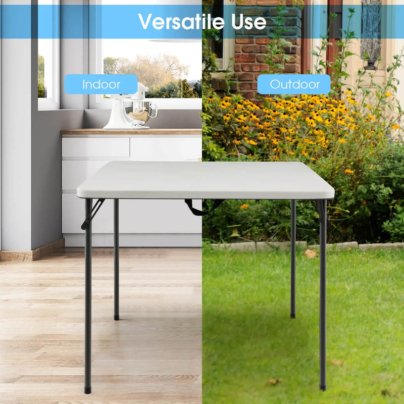 Folding Camping Table with All-Weather HDPE Tabletop and Rustproof Steel Frame by DirectDeals