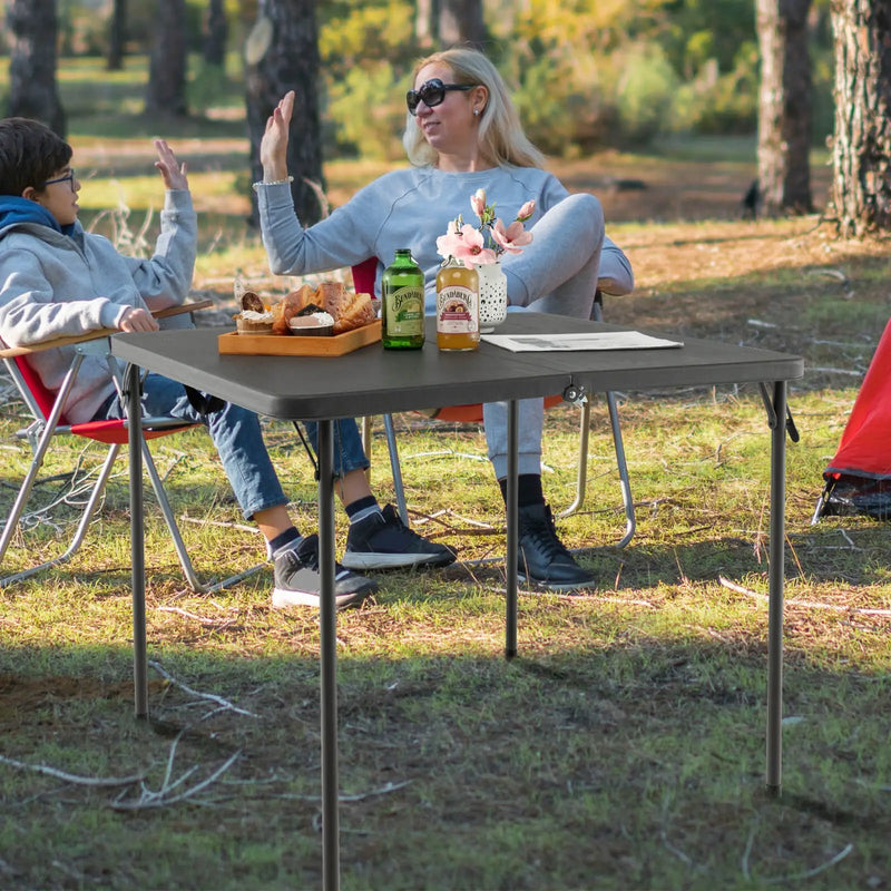 Folding Camping Table with All-Weather HDPE Tabletop and Rustproof Steel Frame by DirectDeals