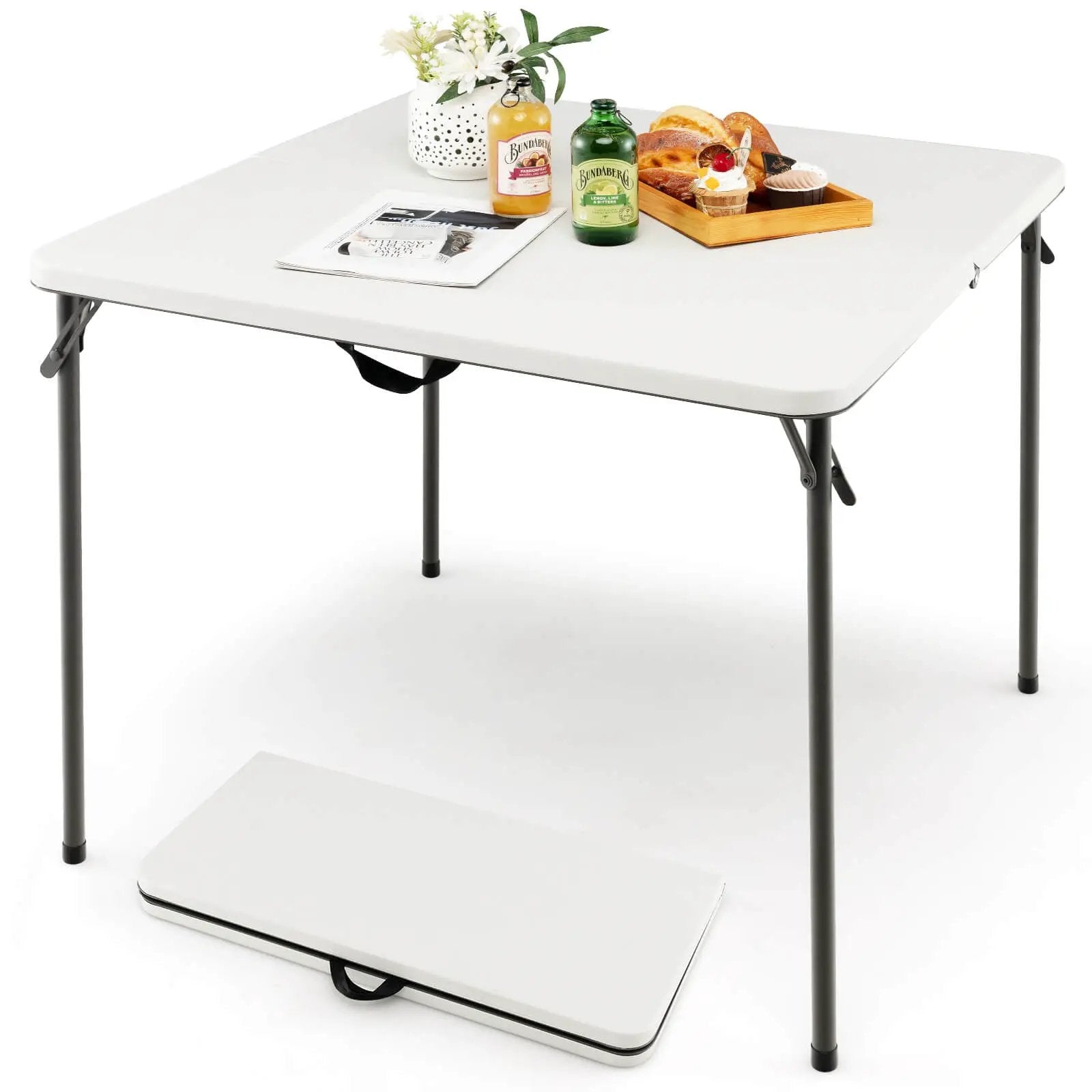 Folding Camping Table with All-Weather HDPE Tabletop and Rustproof Steel Frame by DirectDeals