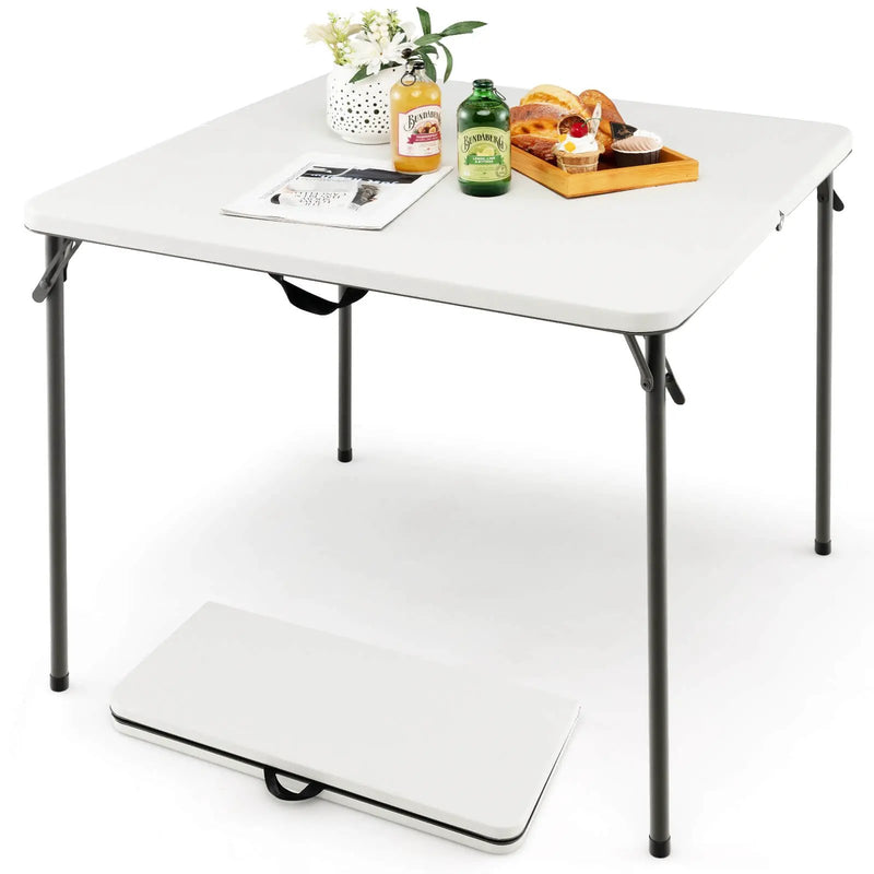Folding Camping Table with All-Weather HDPE Tabletop and Rustproof Steel Frame by DirectDeals