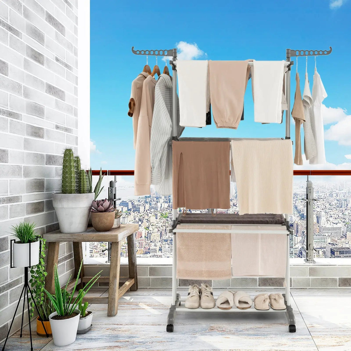 4-tier Clothes Drying Rack with Rotatable Side Wings and Collapsible Shelves, photo 2 of 9
