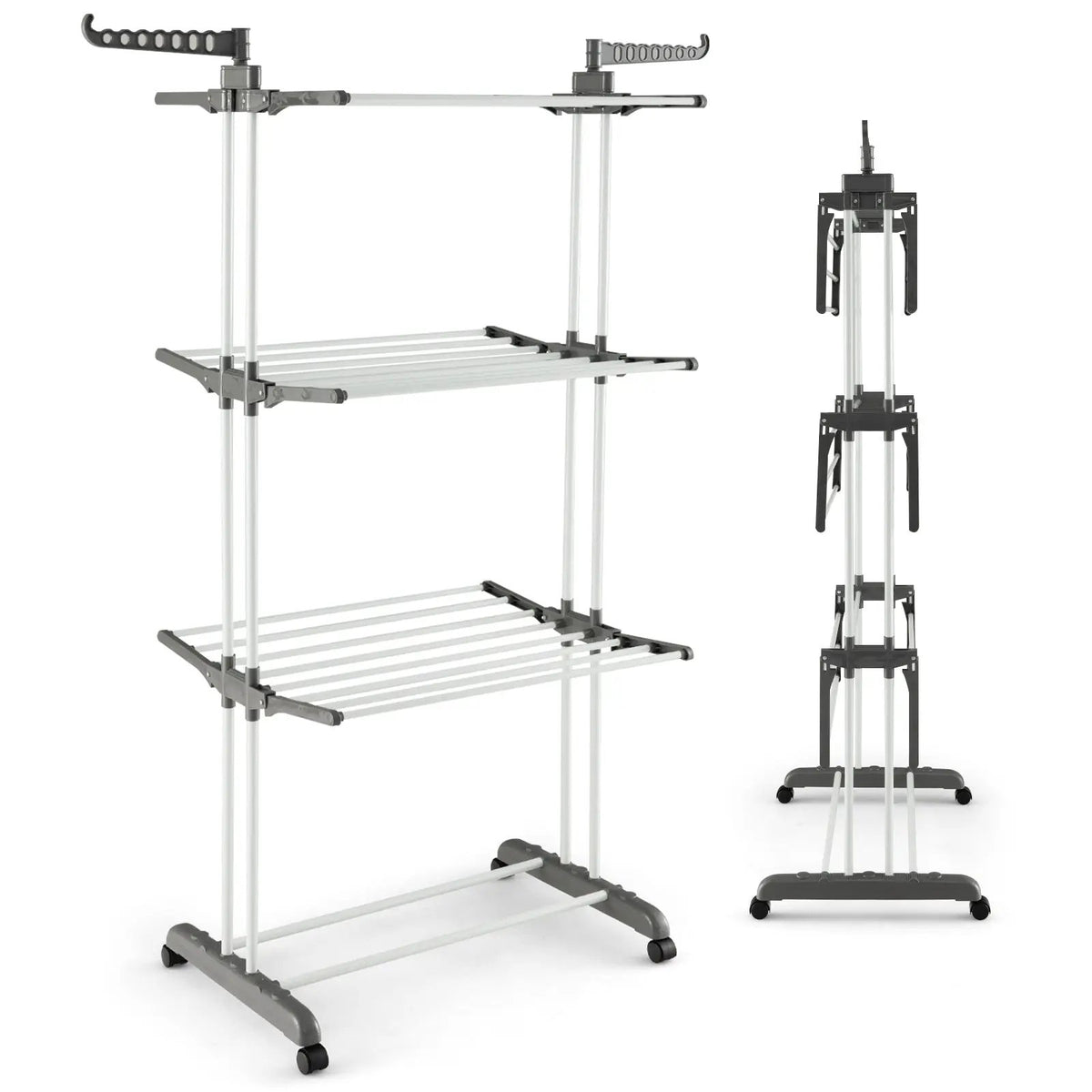 4-tier Clothes Drying Rack with Rotatable Side Wings and Collapsible Shelves, photo 4 of 9
