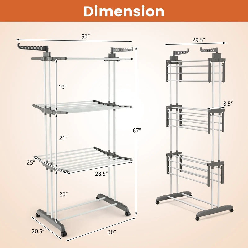 4-tier Clothes Drying Rack with Rotatable Side Wings and Collapsible Shelves by DirectDeals