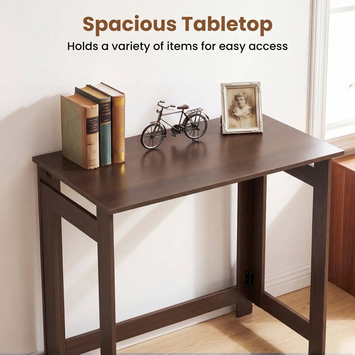 Folding Console Table with Space-Saving Design by DirectDeals