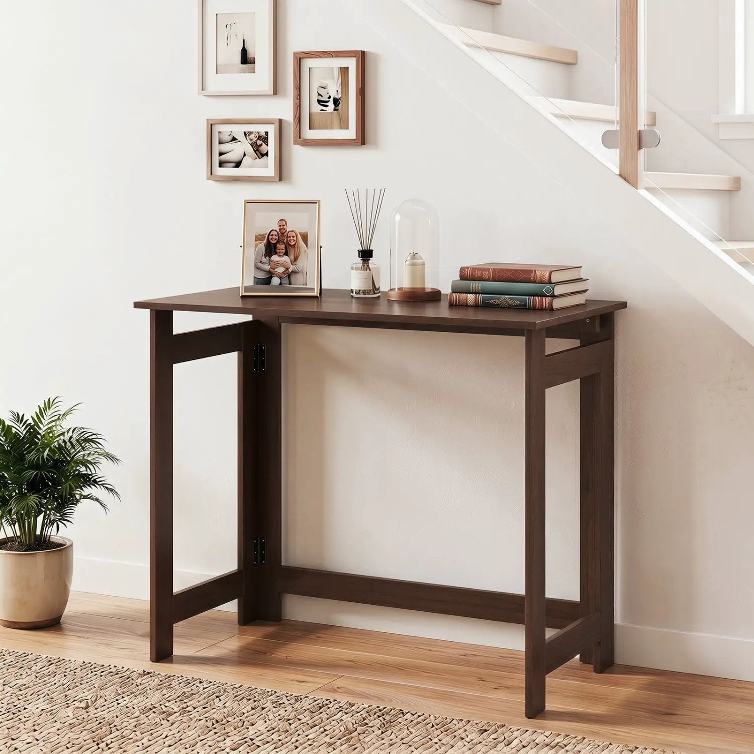 Folding Console Table with Space-Saving Design by DirectDeals