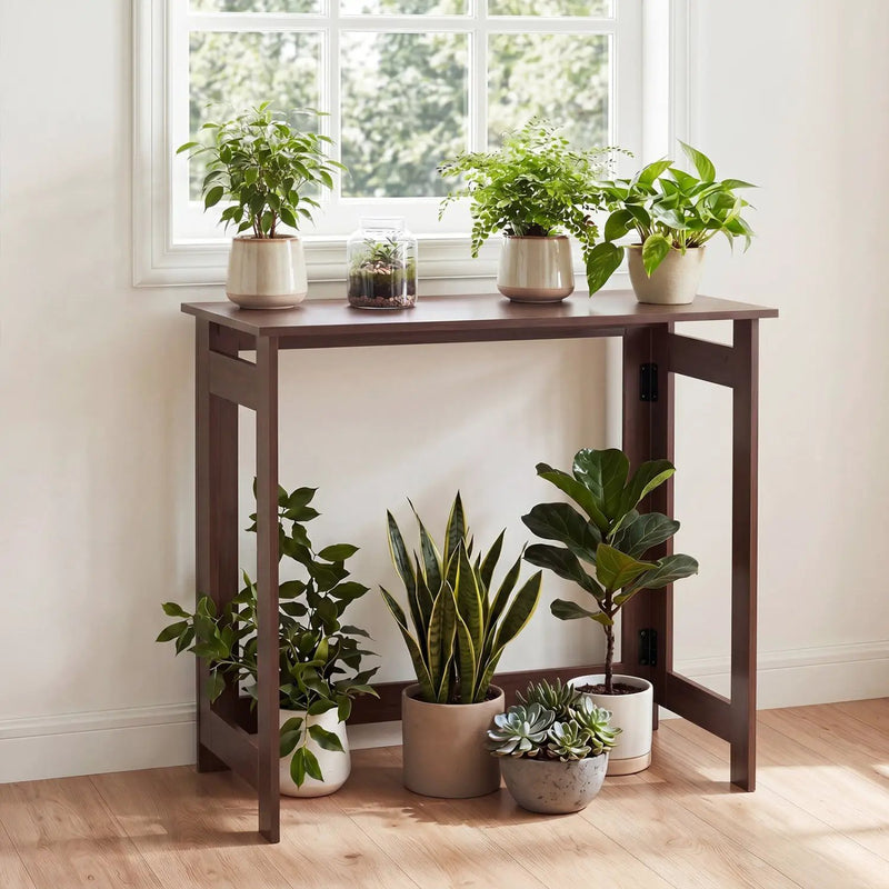Folding Console Table with Space-Saving Design by DirectDeals