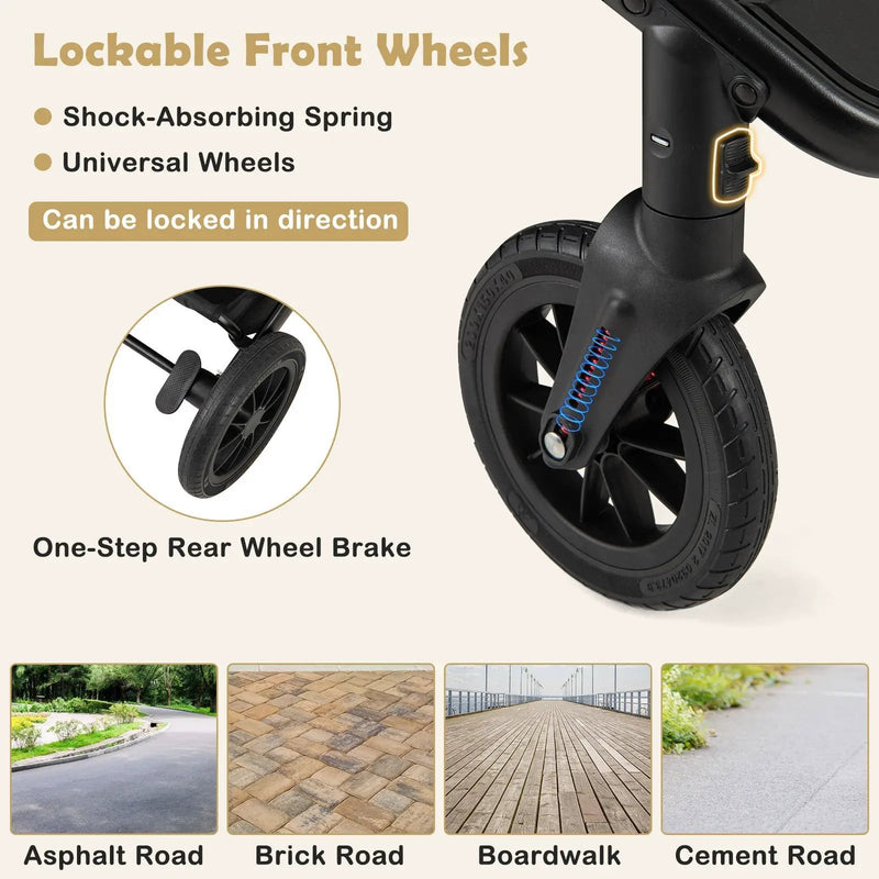 3-in-1 Folding Convertible Newborn Stroller with Detachable Bassinet by DirectDeals