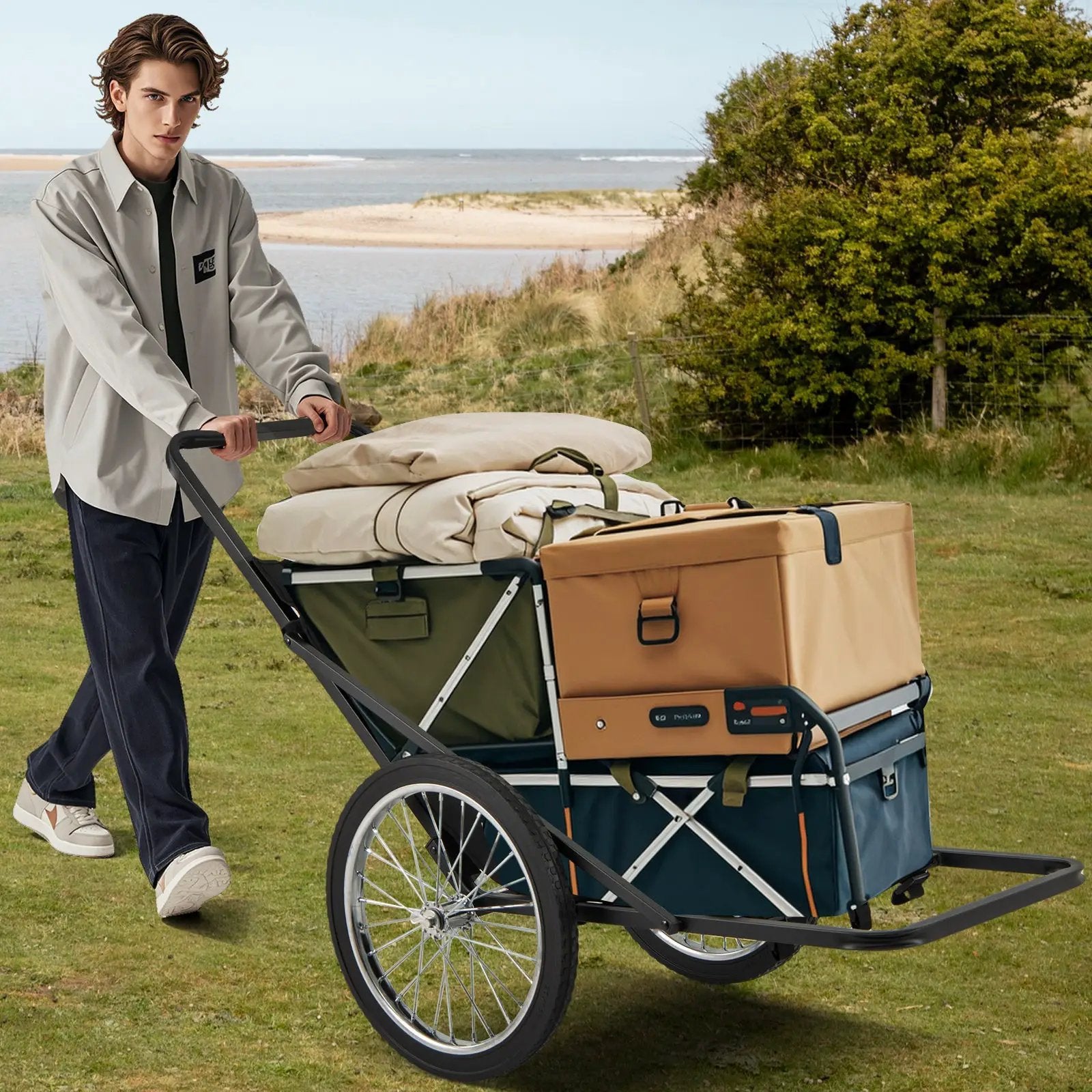 550 LBS Folding Deer Game Cart with Polyester Liner for Hunting by DirectDeals