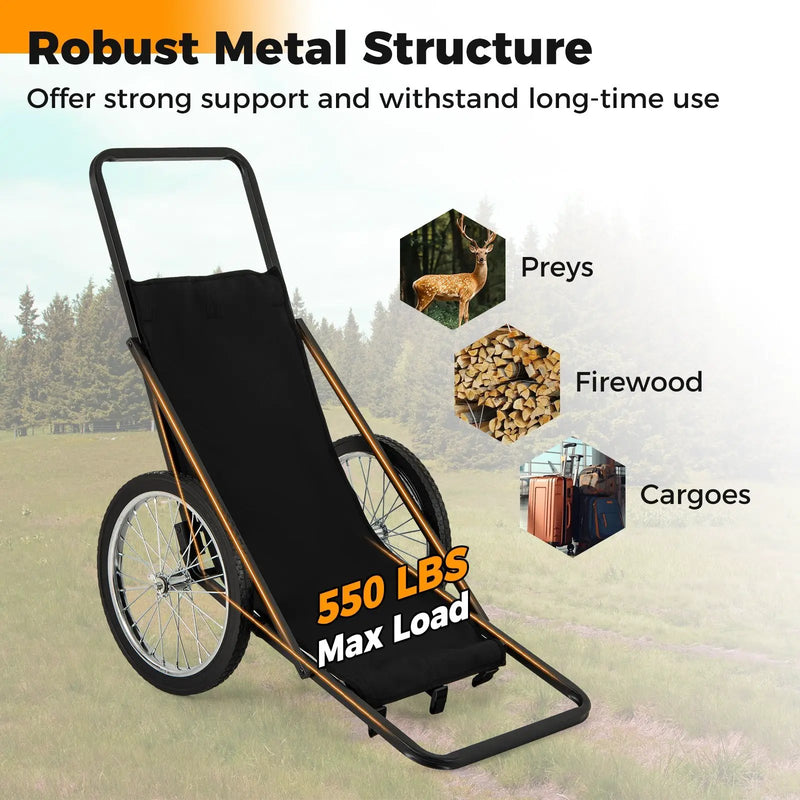 550 LBS Folding Deer Game Cart with Polyester Liner for Hunting by DirectDeals