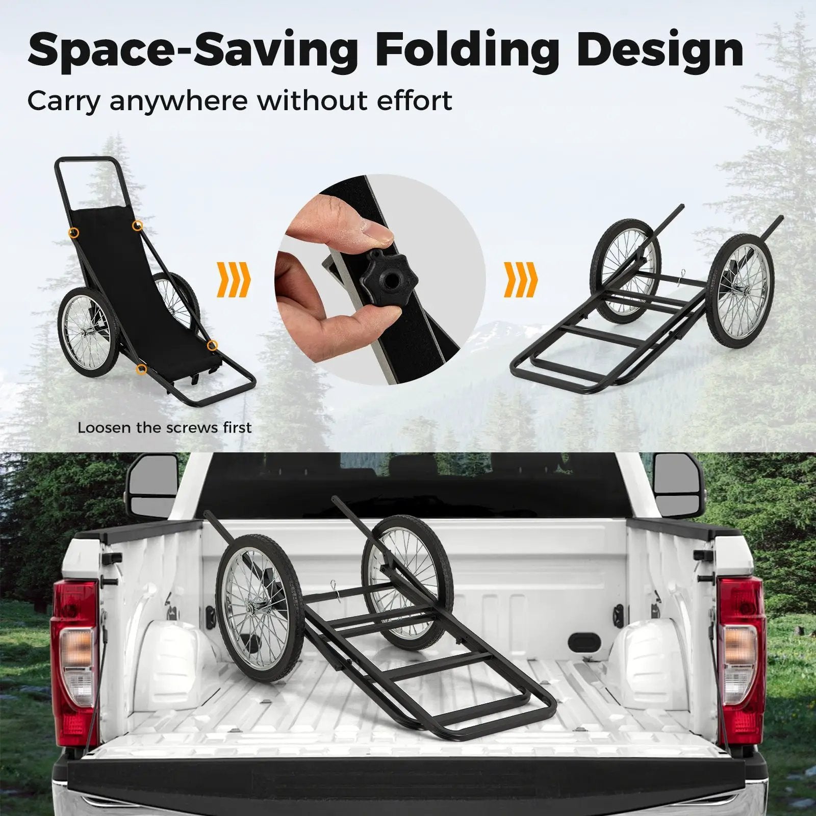 550 LBS Folding Deer Game Cart with Polyester Liner for Hunting by DirectDeals