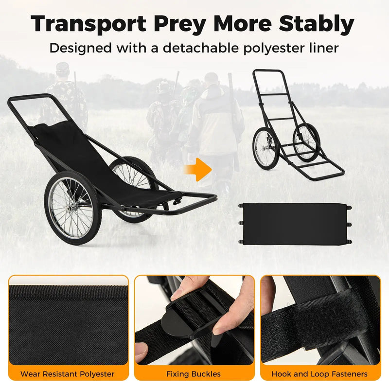 550 LBS Folding Deer Game Cart with Polyester Liner for Hunting by DirectDeals