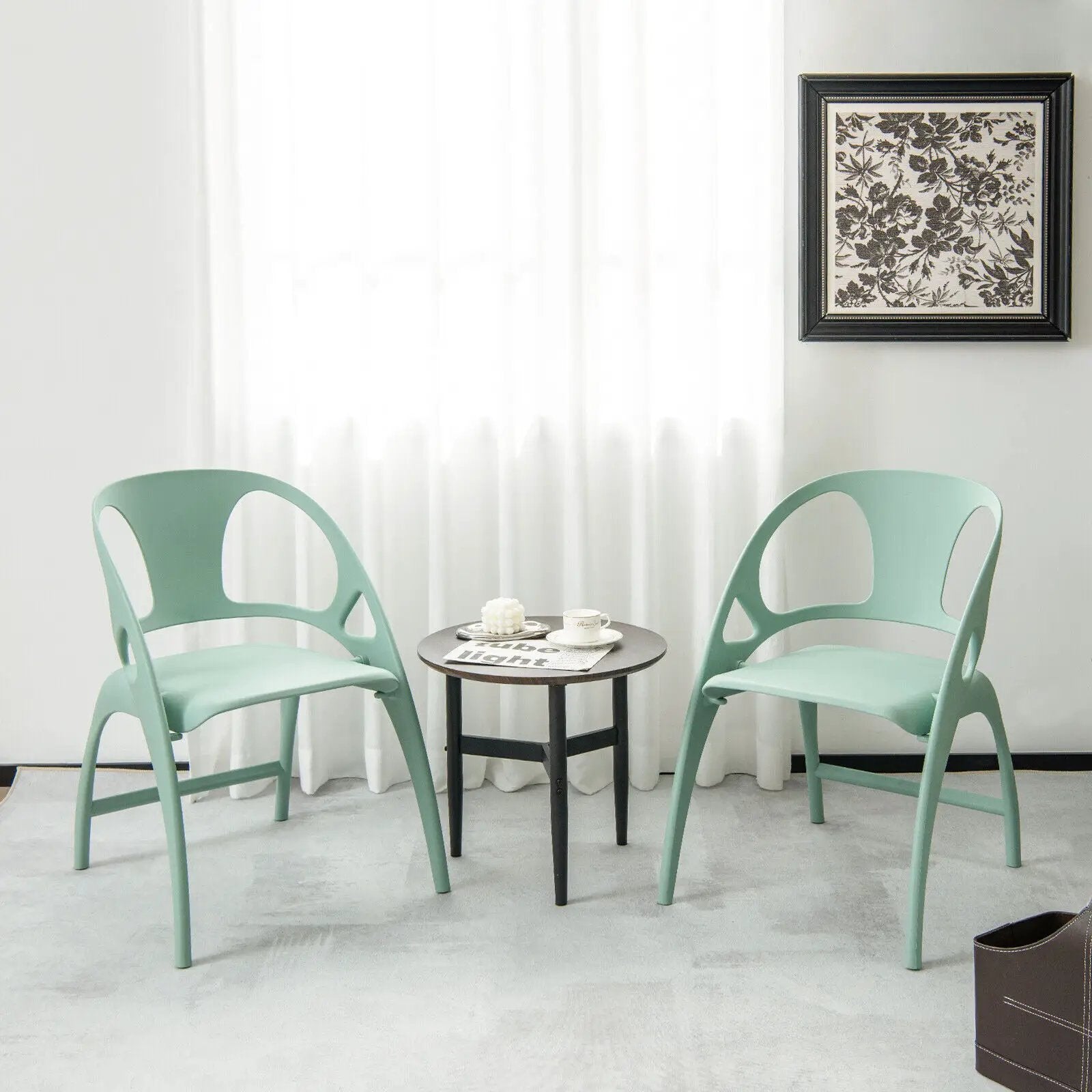 Folding Dining Chairs Set of 2 with Armrest and High Backrest by DirectDeals