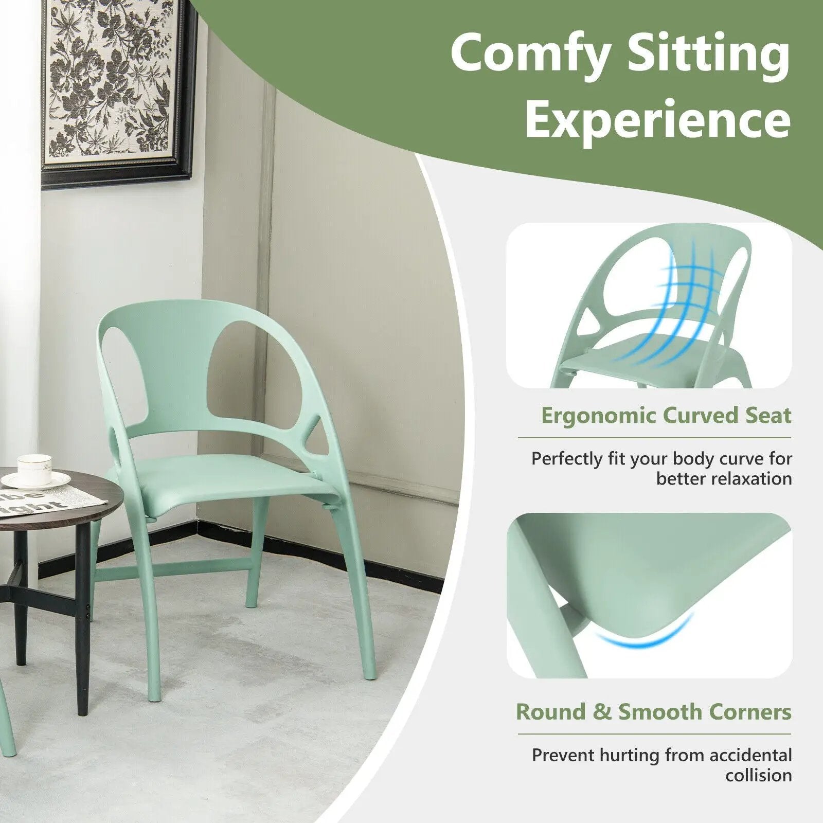 Folding Dining Chairs Set of 2 with Armrest and High Backrest by DirectDeals