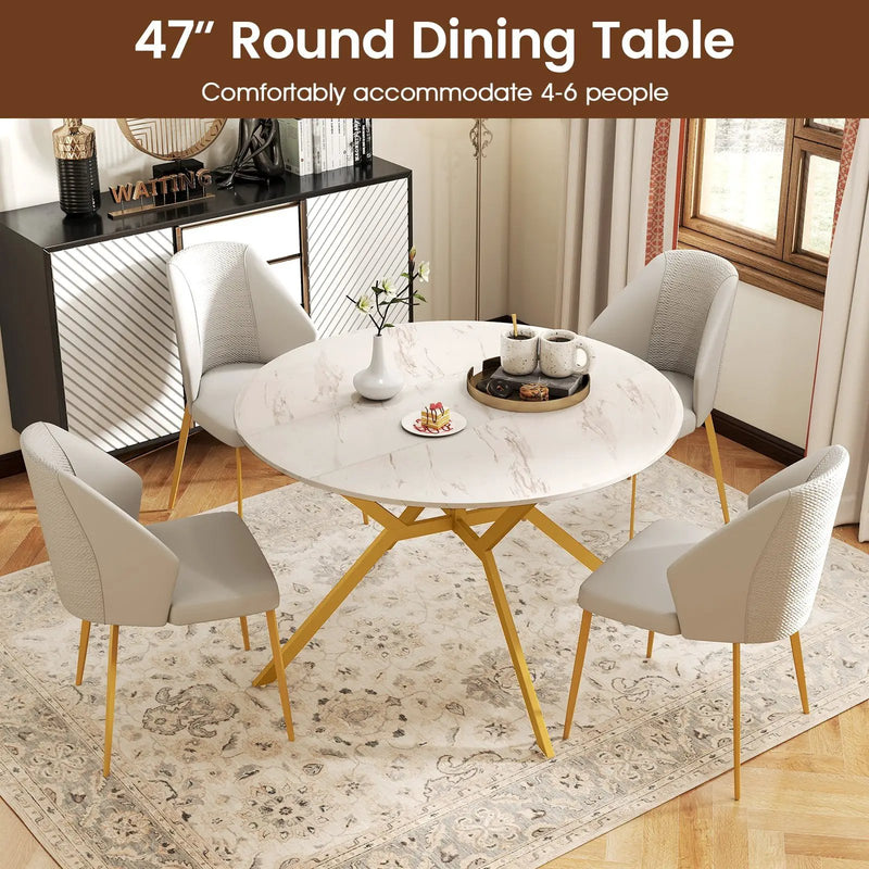 Folding Dining Table 47 Inch Extendable Round Kitchen Table with Drop Leaves by DirectDeals