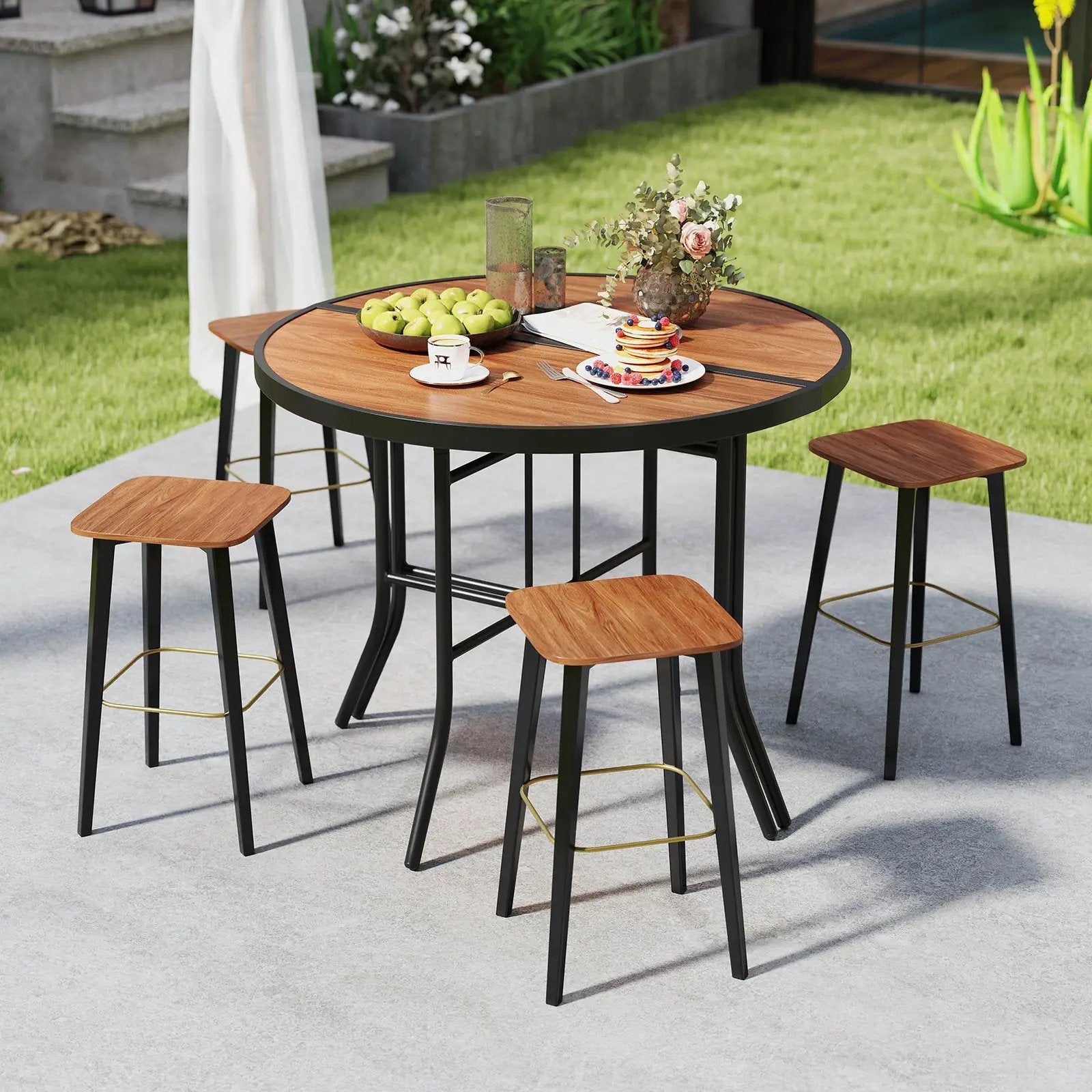Half-Round Folding Event Table with Metal Frame by DirectDeals