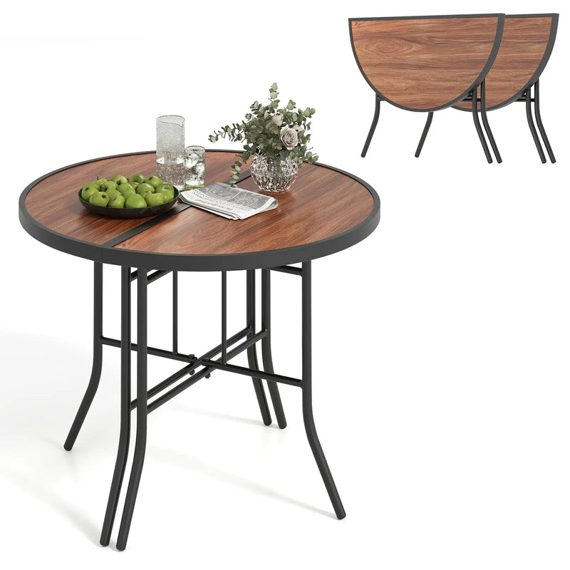 Half-Round Folding Event Table with Metal Frame by DirectDeals