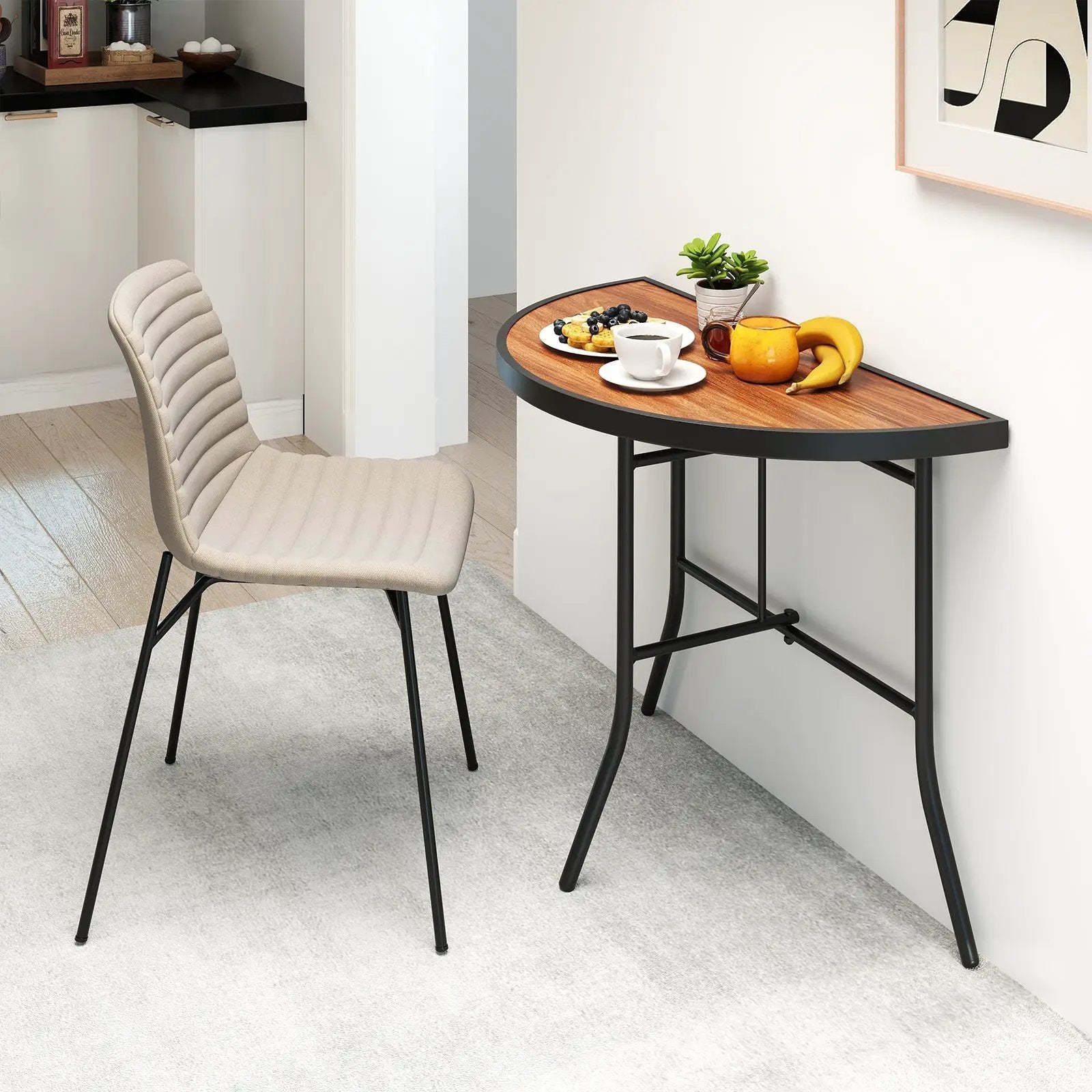 Half-Round Folding Event Table with Metal Frame by DirectDeals
