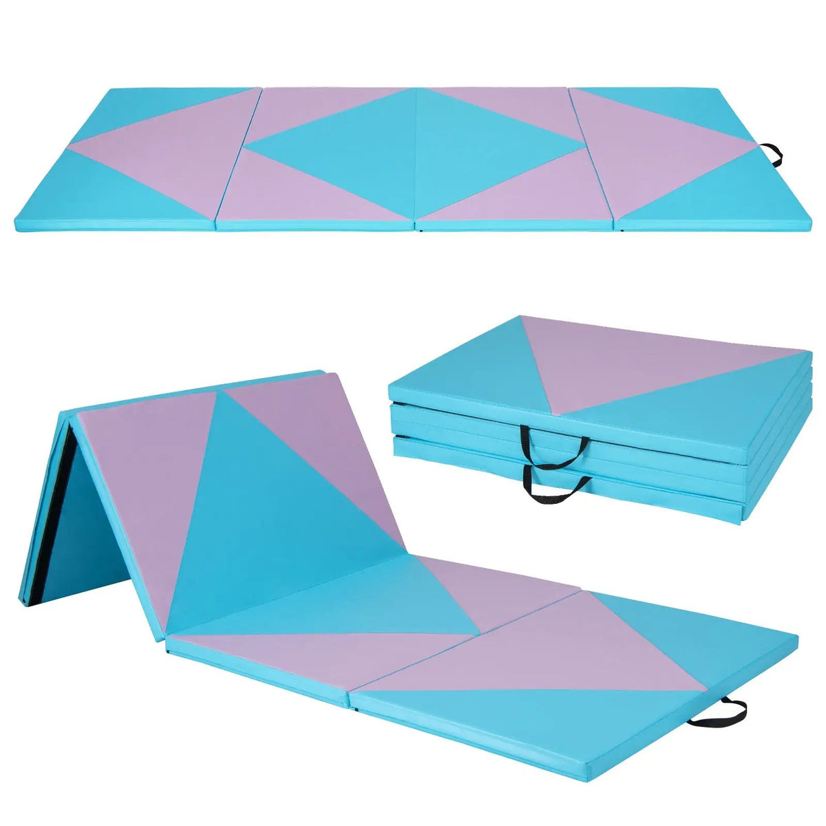 4-Panel PU Leather Folding Exercise Gym Mat with Hook and Loop Fasteners, photo 3 of 12