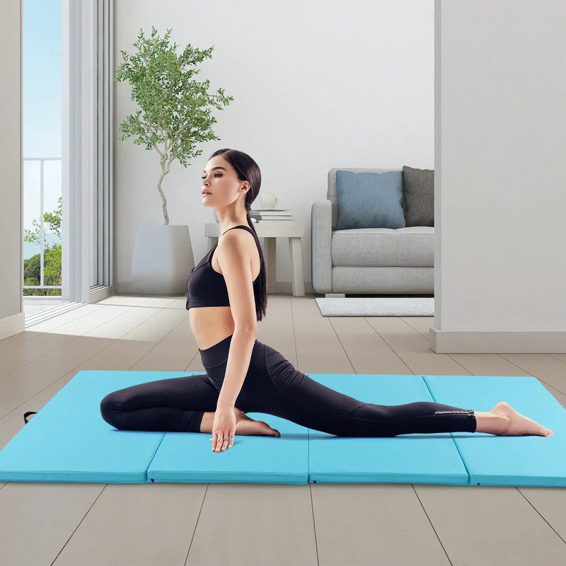 4-Panel PU Leather Folding Exercise Mat with Carrying Handles by DirectDeals