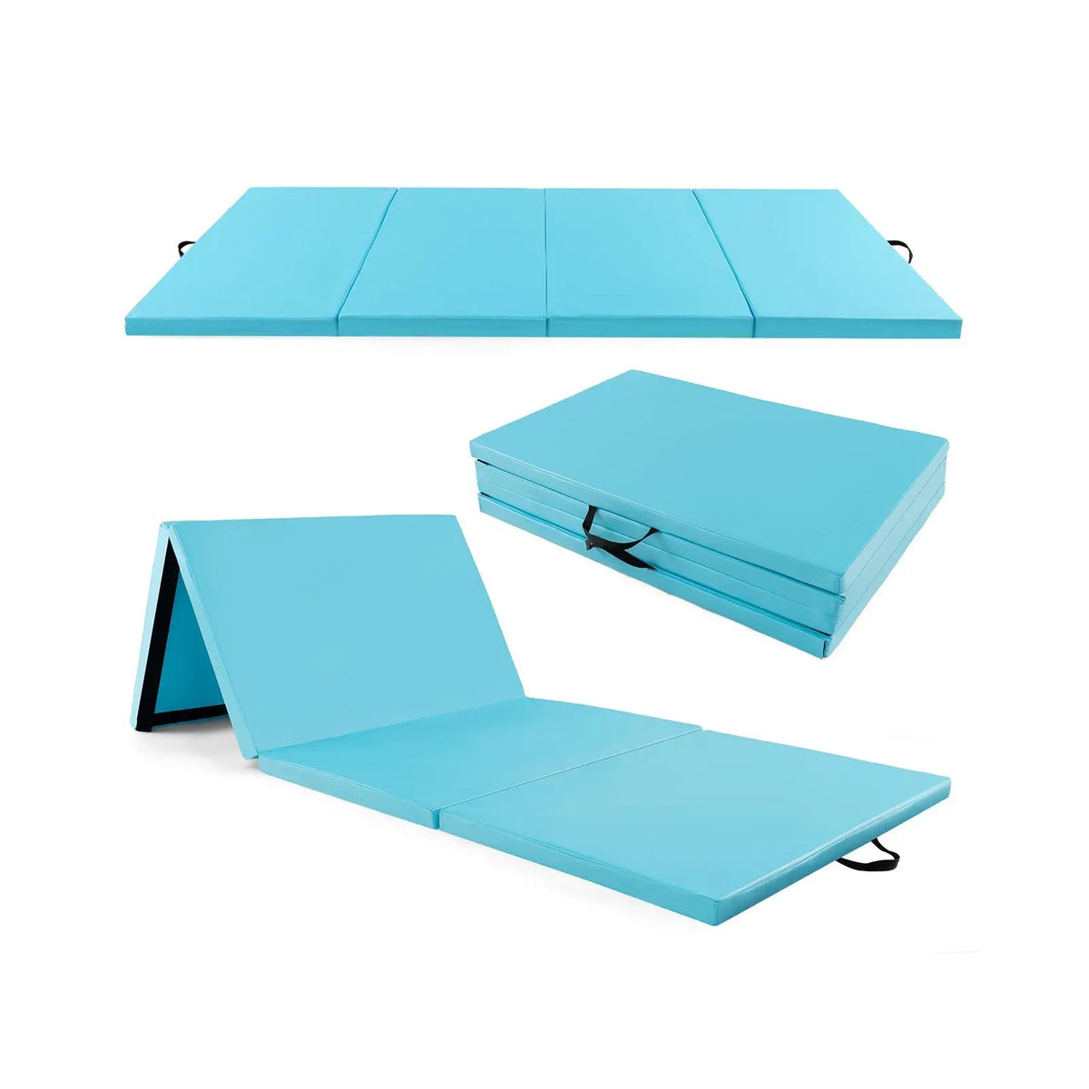 4-Panel PU Leather Folding Exercise Mat with Carrying Handles, photo 3 of 16