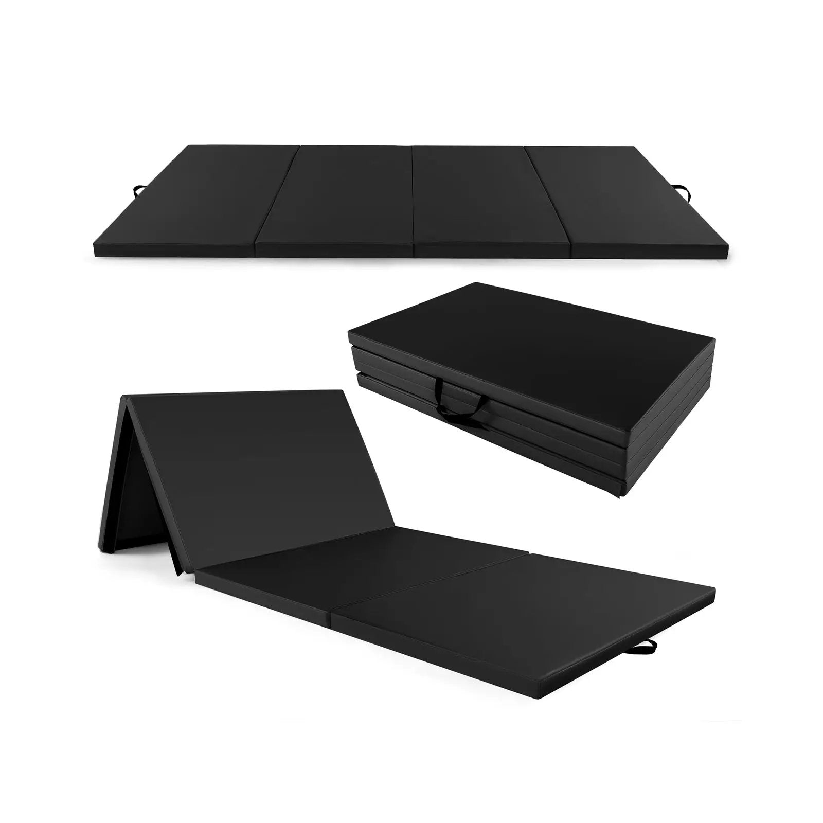 4-Panel PU Leather Folding Exercise Mat with Carrying Handles by DirectDeals