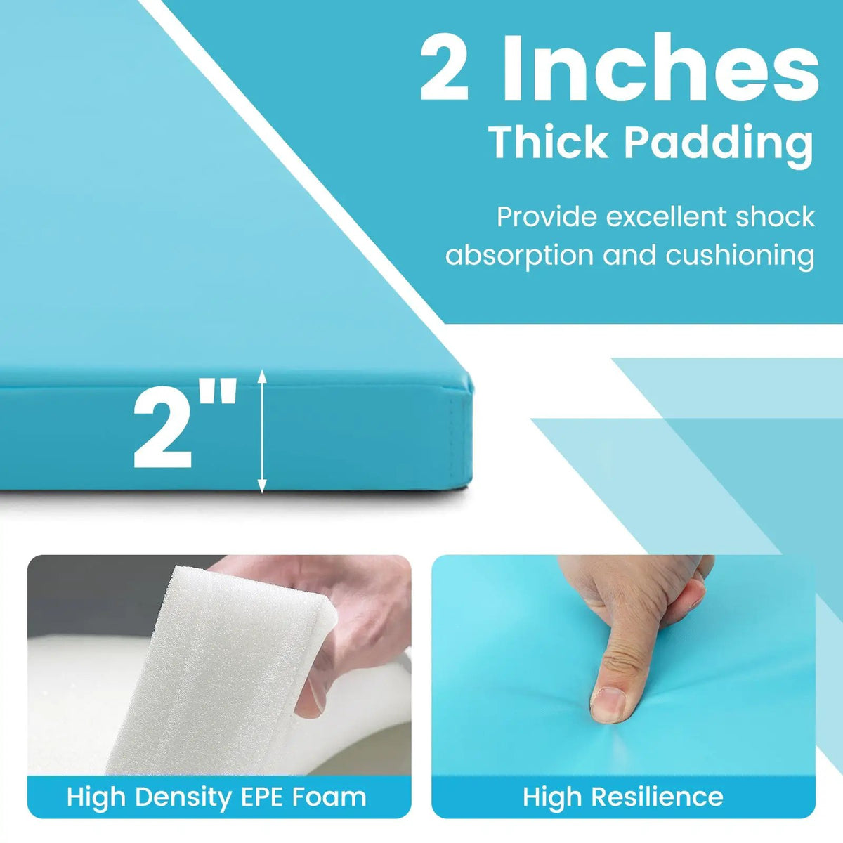 4-Panel PU Leather Folding Exercise Mat with Carrying Handles, photo 6 of 16