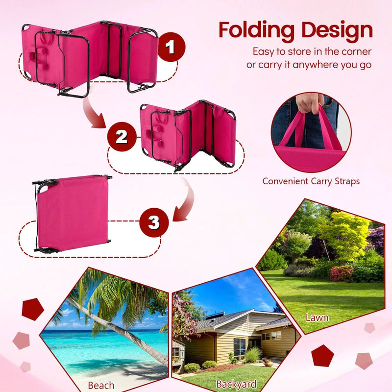 Folding Face Down Tanning Chair with Face Hole 3 Removable Pillows
