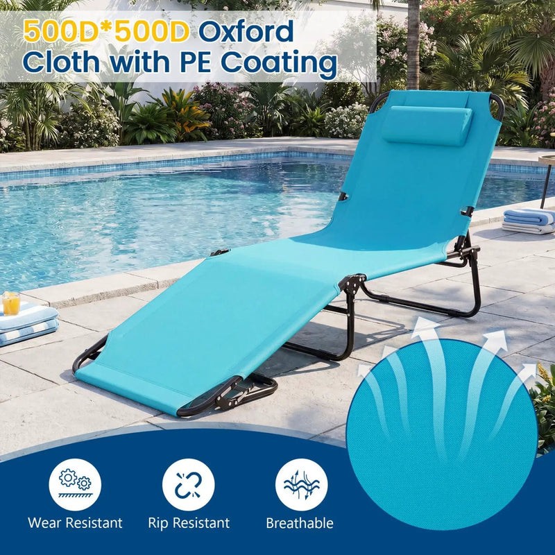 Folding Face Down Tanning Chair with Face Hole 3 Removable Pillows