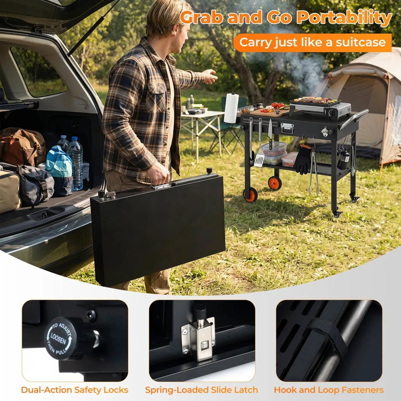 Folding Grill Cart for 17" and 22" Griddles with Heat Mat by DirectDeals