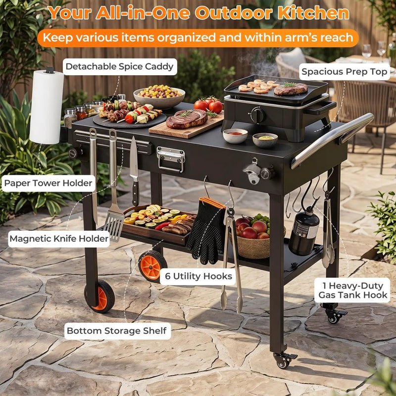 Folding Grill Cart for 17" and 22" Griddles with Heat Mat by DirectDeals