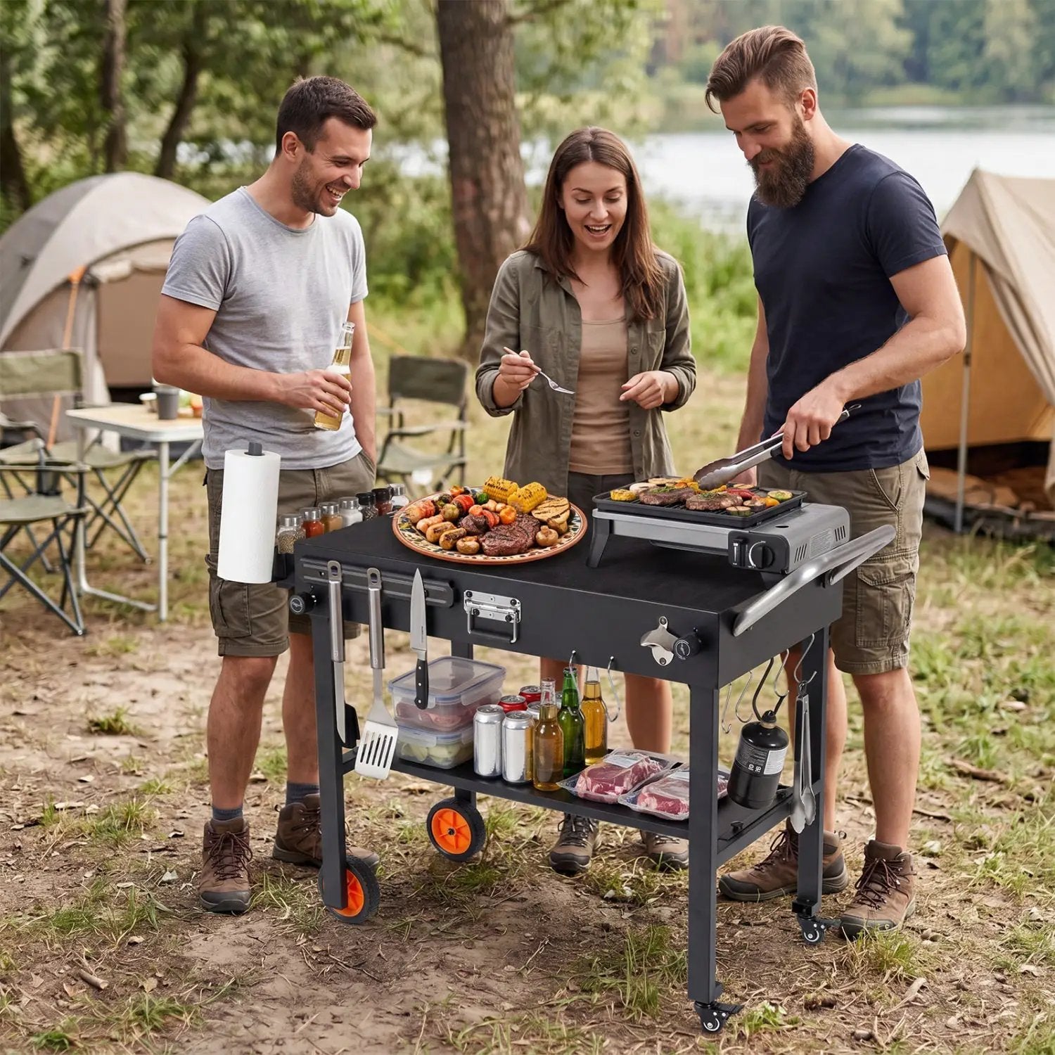 Folding Grill Cart for 17" and 22" Griddles with Heat Mat by DirectDeals