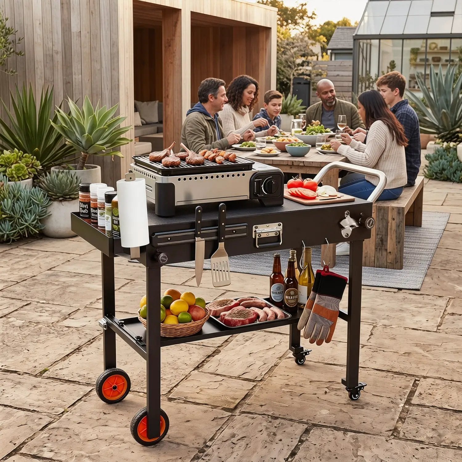 Folding Grill Cart for 17" and 22" Griddles with Heat Mat by DirectDeals