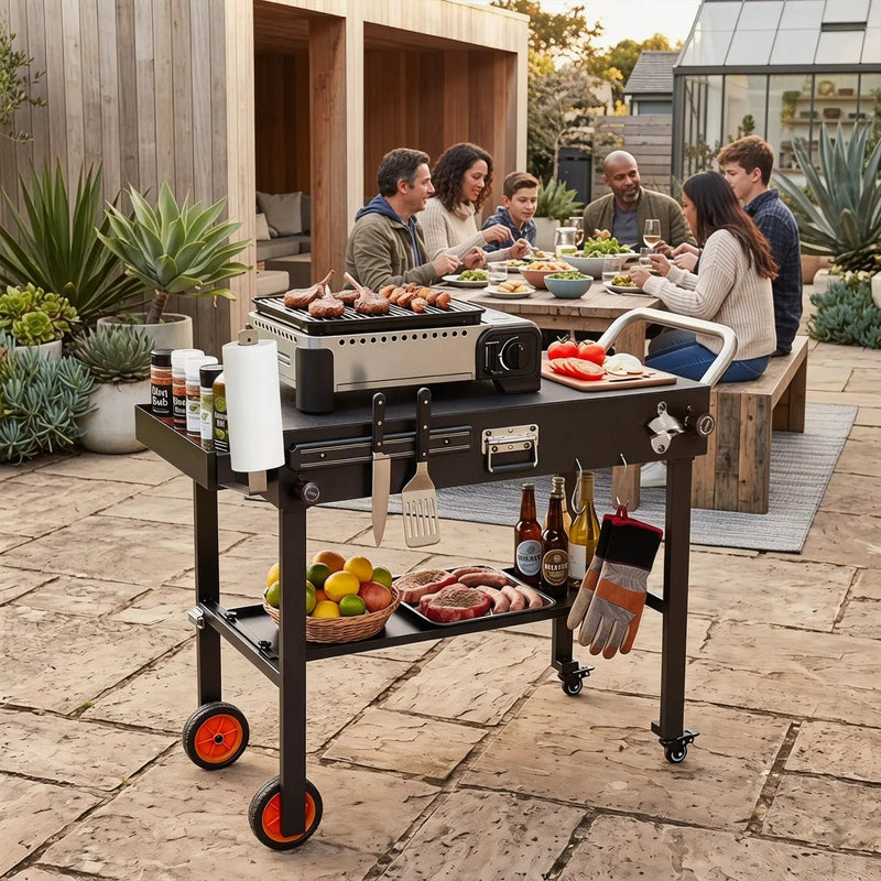 Folding Grill Cart for 17" and 22" Griddles with Heat Mat by DirectDeals